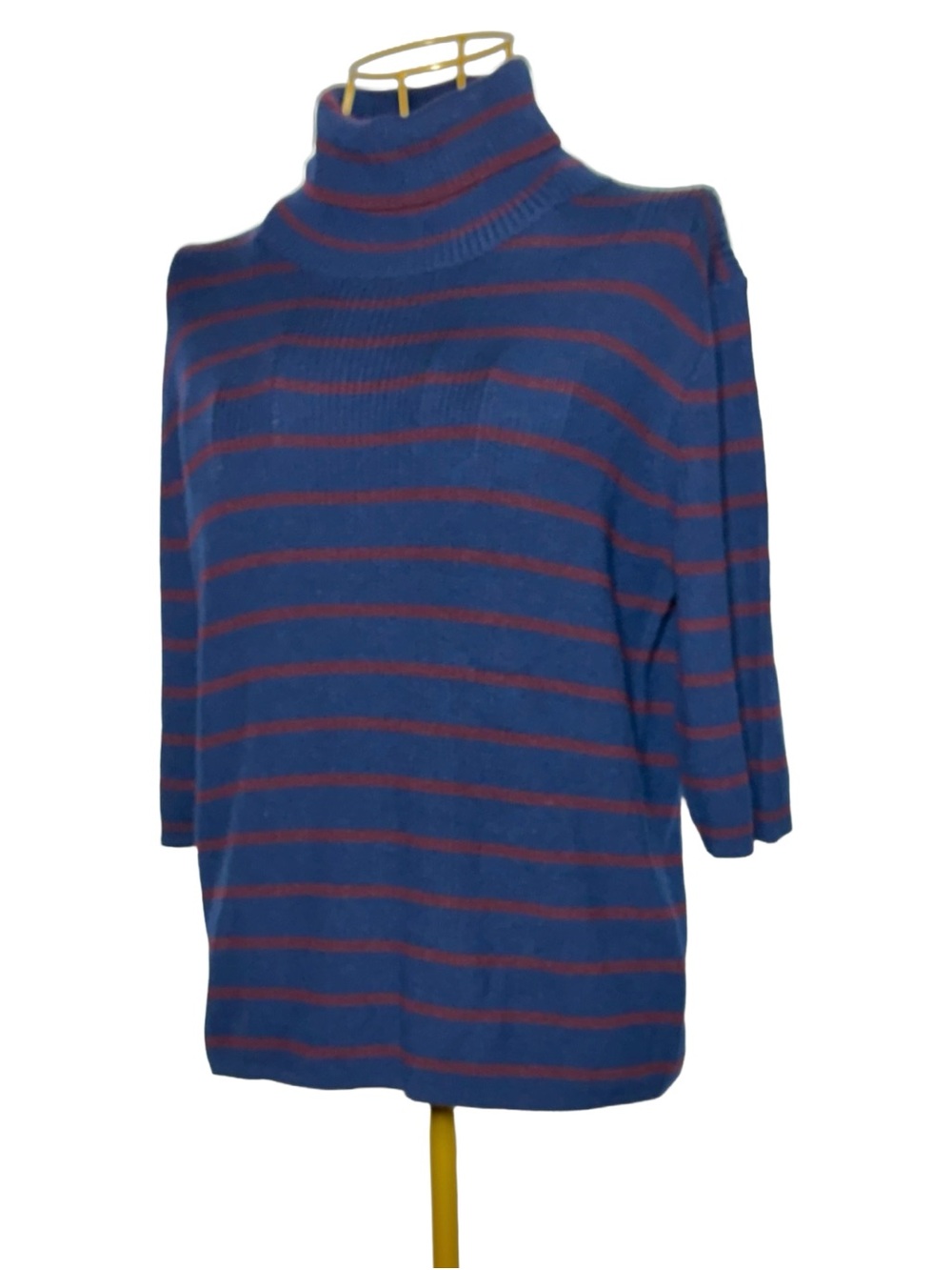 NWT Madewell Merino Wool Ribbed Turtleneck Tee in Deep Navy Stripe, NY532, XL - Picture 9 of 14